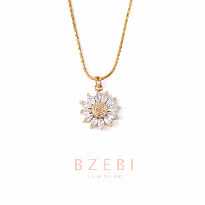 Bzebi สร้อยคอทองคํา 18k ไทเทเนียม จี้เพชร ป้องกันสนิม เครื่องประดับแฟชั่น สําหรับผู้หญิง สไตล์เกาหลี ของขวัญวันเกิด พร้อมกล่องพิเศษ 19n