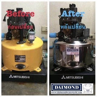 ถังปั้มน้ำสแตนเลส DAIMOND สำหรับ ปั๊มน้ำมิตซูบิชิ MITSUBISHI รุ่น 85,105-305 P,Q,R,Q2,Q3,QS,Q5,QS มีทุกรุ่น