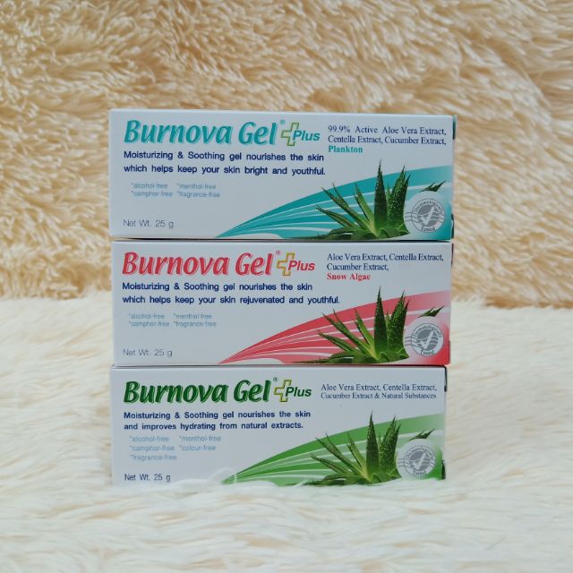Burnova gel 25g เบอร์นโนว่า สีเขียว burnova สีชมพู เบอโนว่า สีฟ้า burnova gel plus บำรุงผิว รักษาสิว