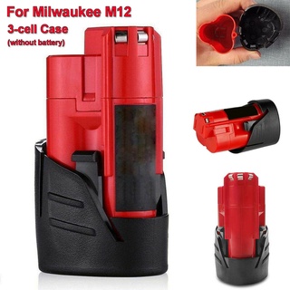 Fsfo_กล่องเคสแบตเตอรี่ลิเธียมไอออน M12 3 เซลล์ พลาสติก สําหรับ Milwaukee 12V 2 ชิ้น