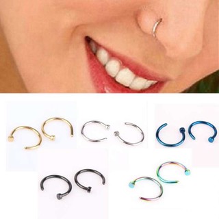 ห่วงจมูก ต่างหู ไม่ต้องเจาะหู ตุ้มหู จิว ห่วงปวก Fake Septum Medical Titanium Nose Ring   - 1 ชิ้น