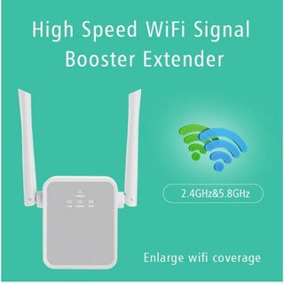 Wall-Plug 1200Mbps Dual Band 2.4G+5Ghz WiFi Extender Dual Antenna High Speed Coverage