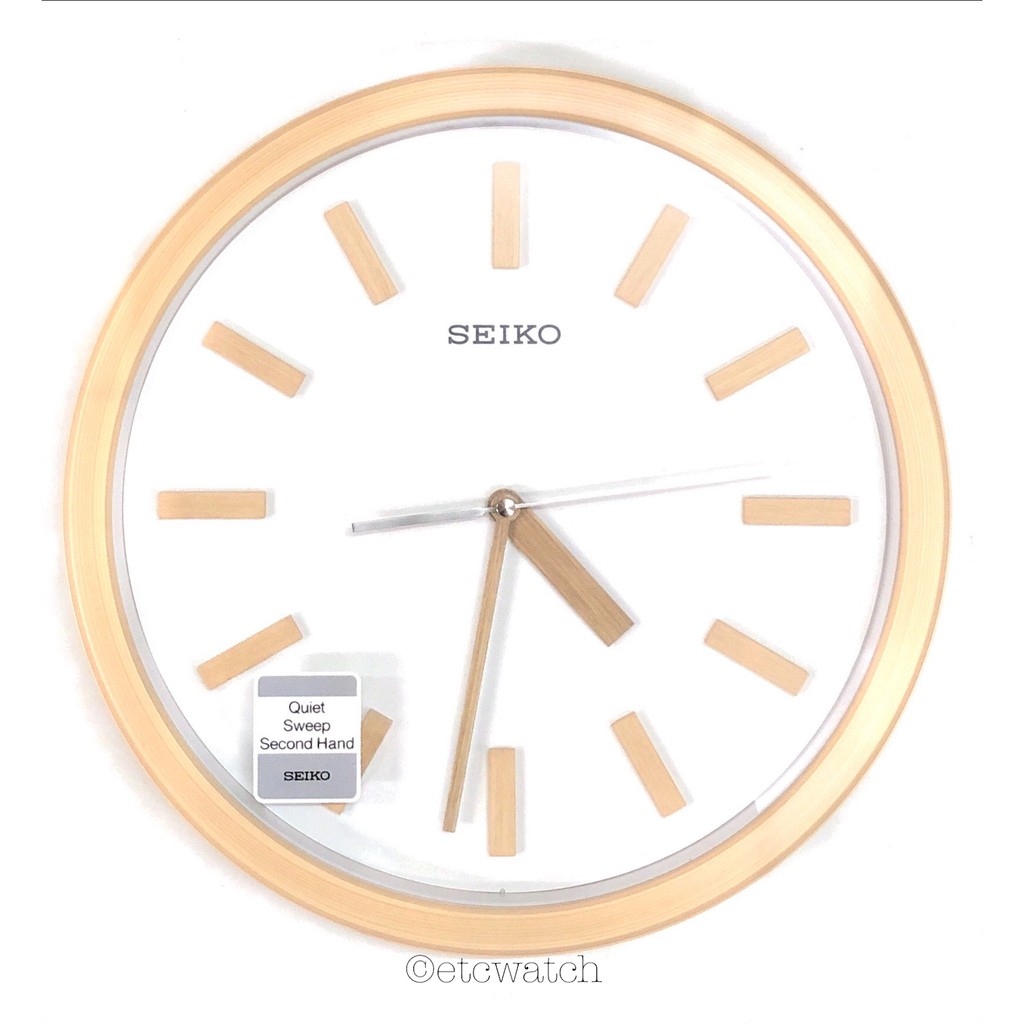 พร้อมส่ง&gt; นาฬิกาแขวน Seiko QXA681B ขอบลายไม้ 14นิ้ว