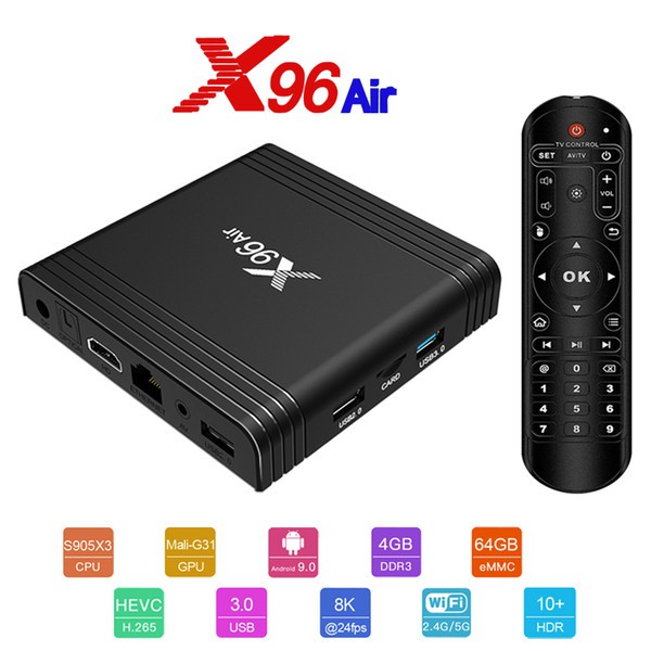 Newest 2020 X96 Air Amlogic S905x3 Android 90 Tv Box Ram4gb Rom 64gb Wifi Media Player 4g 64gb