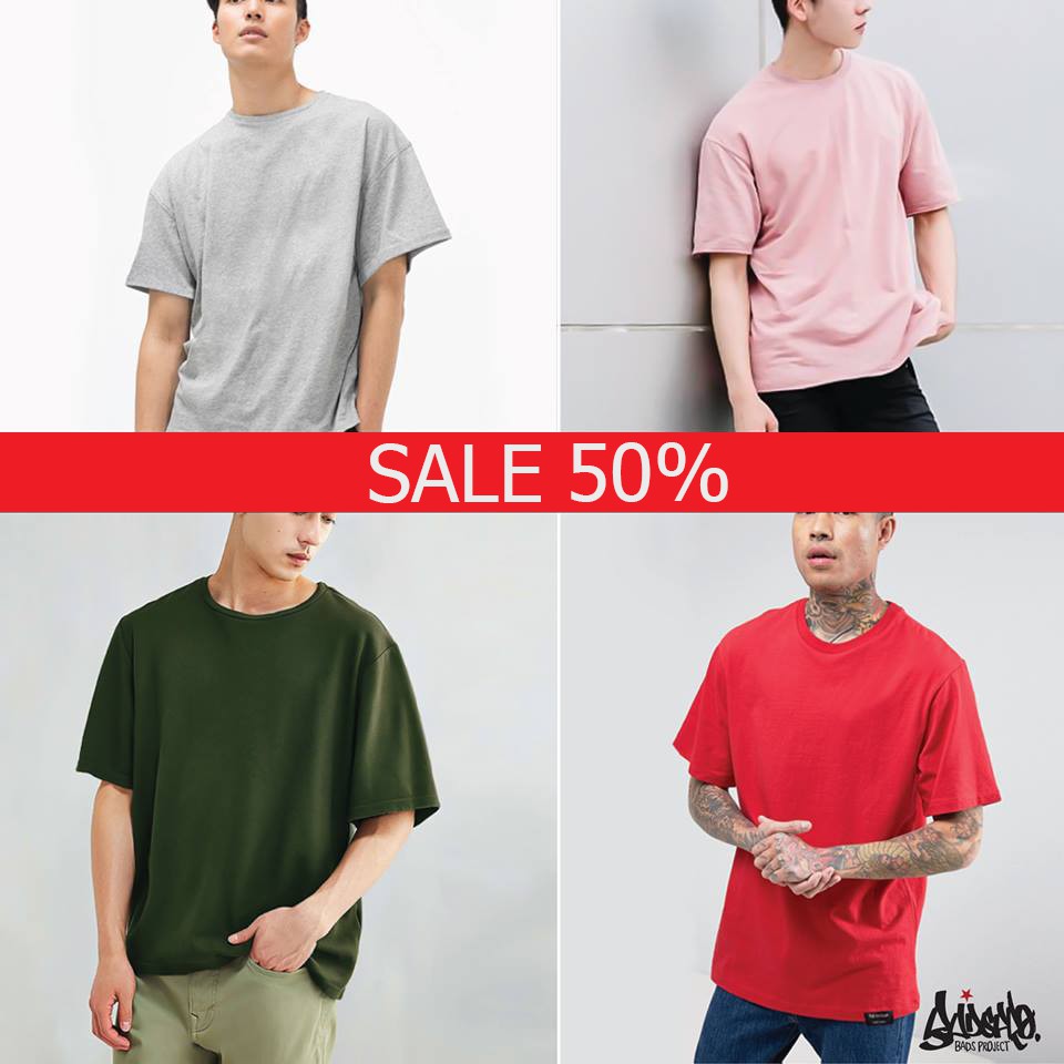 Just Say Bad ® เสื้อ Oversize สีเขียวมะกอก, แดง, ชมพู, เทา OB