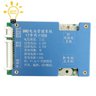 แผ่นชาร์จแบตเตอรี่ 18650 Bms 17S 30A 60V Li-Ion พร้อม NTC ป้องกันอุณหภูมิ สําหรับสกูตเตอร์