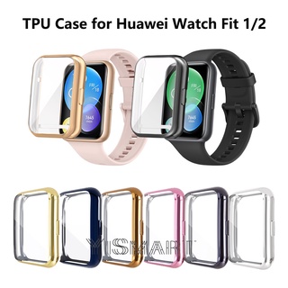 ใหม่ เคสซิลิโคน TPU ชุบไฟฟ้า ป้องกันหน้าจอ อุปกรณ์เสริม สําหรับ Huawei Watch Fit 1/2