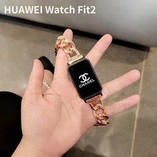 สายนาฬิกาข้อมือสมาร์ทวอทช์ สายโซ่โลหะ ขนาดเล็ก แบบเปลี่ยน สําหรับ Huawei watch fit2