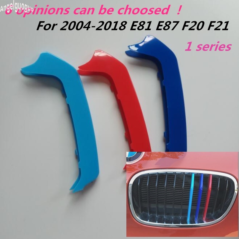 3D กีฬา M สไตล์รถด้านหน้า Grille Stripe Cover Motorsport Power Performance สติกเกอร์สําหรับ BMW 1 se