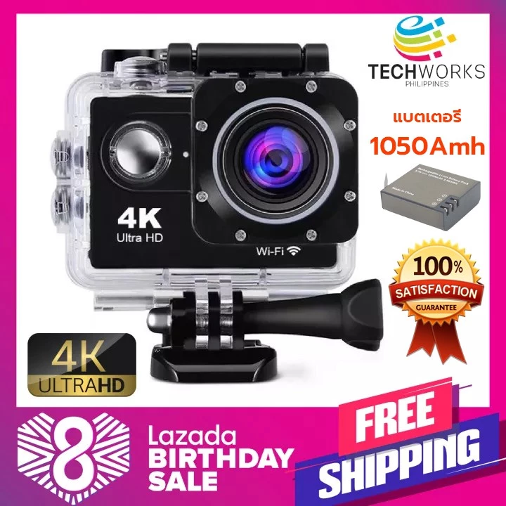 Action Camera 4K WiFi กล้องติดหมวก กล้องติดจักรยาน กันน้ำ พร้อมรีโมท
