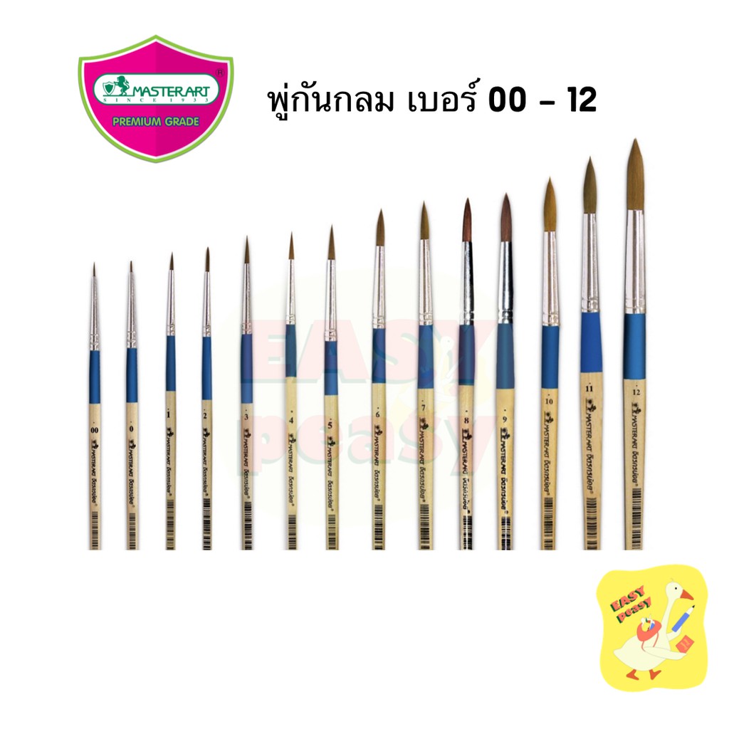 พู่กันกลม Masterart เบอร์ 00,0,1,2,3,4,5,6,7,8,9,10,11,12 มาสเตอร์อาร์ต จิตรกรน้อย