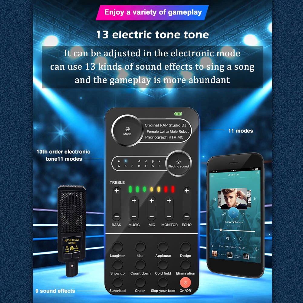 à¹„à¸¡à¹‚à¸„à¸£à¹‚à¸Ÿà¸™Universal Voice Changer Mini Sound Card ...