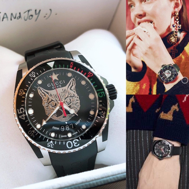Gucci Dive Feline head Unisex watch นาฬิกากุชชี่แท้