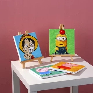 ภาพระบายสีตามตัวเลข DIY 20×20 ซม. 50 ลาย | พร้อมเฟรมไม้ + อุปกรณ์ครบ | Paint by Numbers ตกแต่งบ้าน