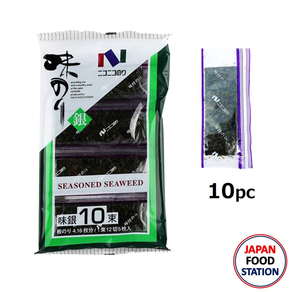 NICO-NICO NORI AJI OKAZU-NORI 8PC (866) สาหร่ายทะเลปรุงรส JAPANESE SEAWEED สาหร่ายกินเล่น