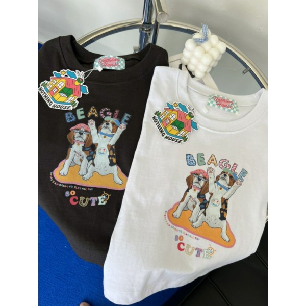 🌻พร้อมส่ง .เสื้อครอป ลายกระต่าย🐰 และ ลายน้องหมา🐶 nothing house💚