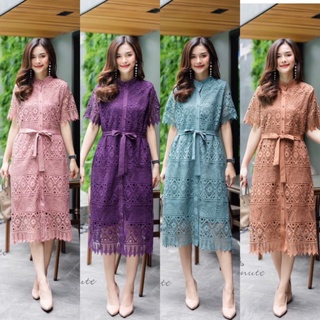 Maxi dress ผ้าลูกไม้เกรดพรีเมี่ยม ลายลูกไม้สุดหรูสวยมากค่ะ