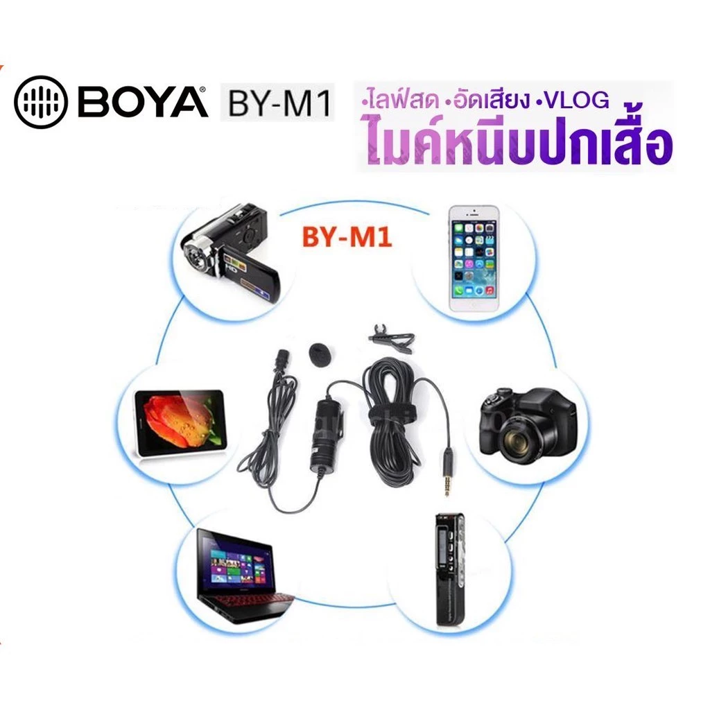 BY-M1 ติดเสื้อ สำหรับ smart phone,กล้อง DSLR , PC, audio recorder thumbnail 3