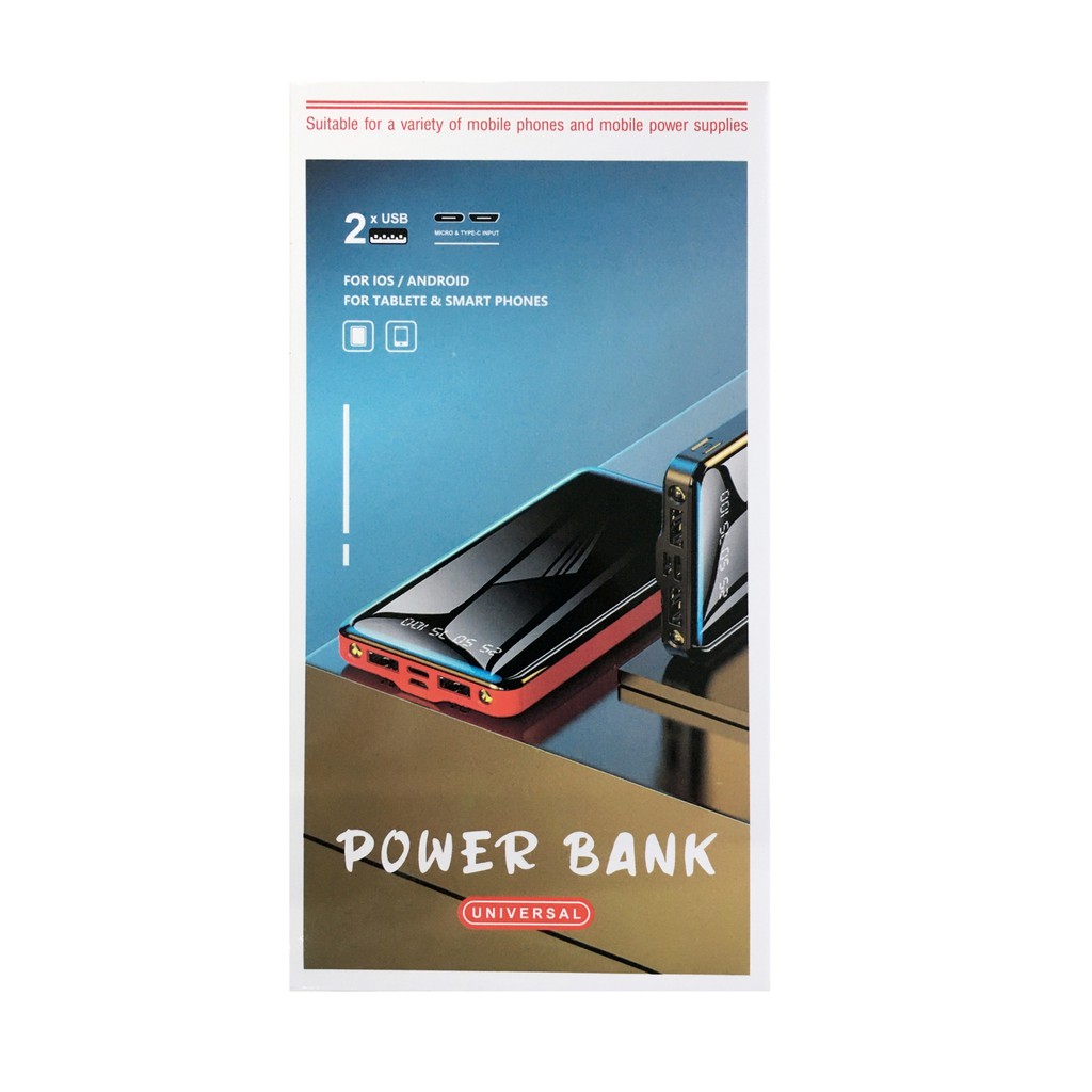 พาวเวอร์แบงค์ 20000mAh powerbank สี่สายในตัว พกพา เล็ก เบา HT-T80 เพาเวอร์แบงค์ fast charge แบตเตอรี