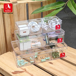 boxbox กล่องพลาสติกใสใส่ของ D.I.Y 6241(S)7.2x20x4.3ซม. 637(M)10.2x21x5.6 ซม. 6231(L)13.3 x 23 x 5.9ซม.