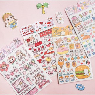 Sticker แบบแผ่น Baby Girl มี7ลาย (1แพ๊คมี4แผ่น) สินค้าพร้อมส่ง