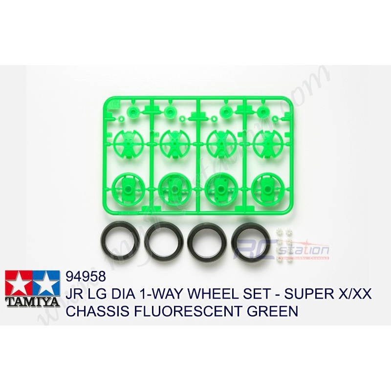 Tamiya 94958 - Dia ขนาดใหญ่ ชุดล้อ 1Way สําหรับ X&XX Fluorescent Green [949658]