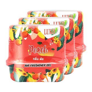 🔥แนะนำ!! ลูโก้ เจลปรับอากาศ กลิ่นพีช 180 กรัม แพ็ค 3 ชิ้น LUKO Air Refreshener Gel Peach 180g x 3 Pcs