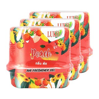 (แพ็ค 3) LUKO Air Freshener Gel Peach ลูโก้ แอร์ เฟรชเชนเนอร์ เจลหอมปรับอากาศ กลิ่นพีช 180 กรัม