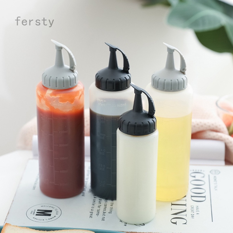 2022 สินค้าขายดี♞✱175ml/300ml Clear Plastic Squeeze Bottle Condiment Dispenser Ketchup Mustard Sauce