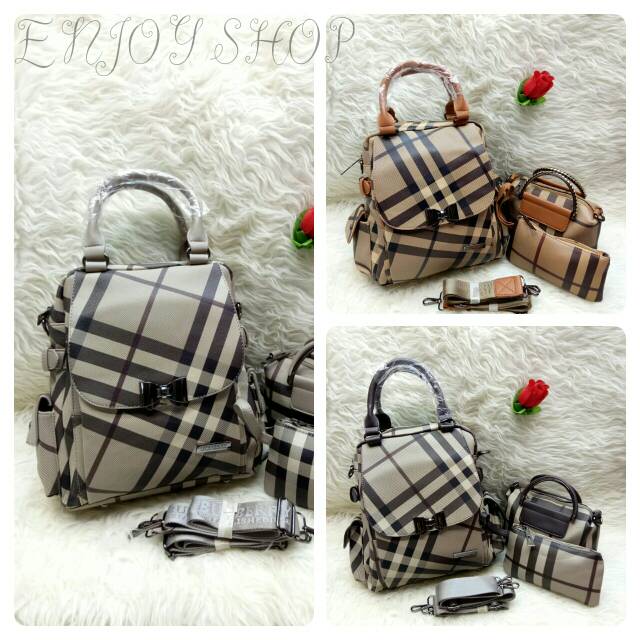 Burberry BACKPACK IMPORT กระเป๋าผู้หญิงมัลติฟังก์ชั่น SET POUCH BB88435