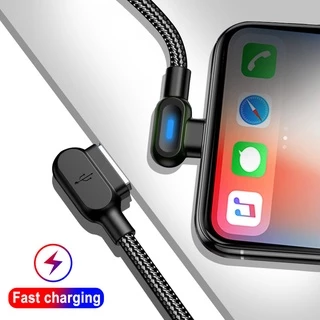 Elough สายชาร์จ 2.4A USB Micro USB Type C พร้อมไฟ LED 90 องศา สําหรับ Android