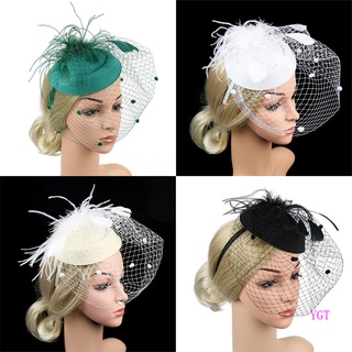 Ygt Fascinators หมวกค็อกเทล ปาร์ตี้ ชา พร้อมผ้าคลุม สําหรับผู้หญิง