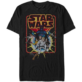 100%cotton เสื้อยืดผู้ชาย Star Wars Mens Old School Comic Graphic T-Shirt men เสื้อ ยืด ผู้ชาย คอกลม โอเวอร์ ไซส์