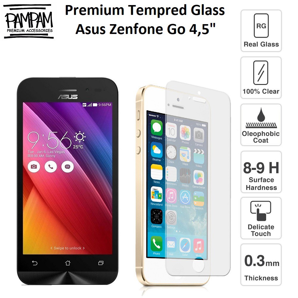 กระจกนิรภัยระดับพรีเมียม Asus Zenfone Go 4.5" นิ้วนิ้ว ZB452KG X014D 9H Anti-Scratch 4.5 4.5