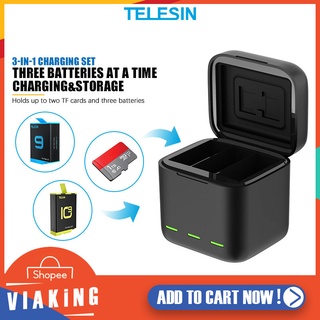 กล่องเก็บแบตเตอรี่ TELESIN รุ่น GP-BCG-901 แท่นชาร์จ 3 ช่อง Battery Charing Box กล่องชาร์จแบต GoPro กล่องแบตเตอรี่เสริม