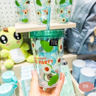 𝑴𝑶𝑺𝑯𝑰 𝑴𝑶𝑺𝑯𝑰 พร้อมส่ง🔖 แก้วน้ำ ลาย อะโวคาโด 🥑 หลอดเกลียว จากโมชิโมชิ