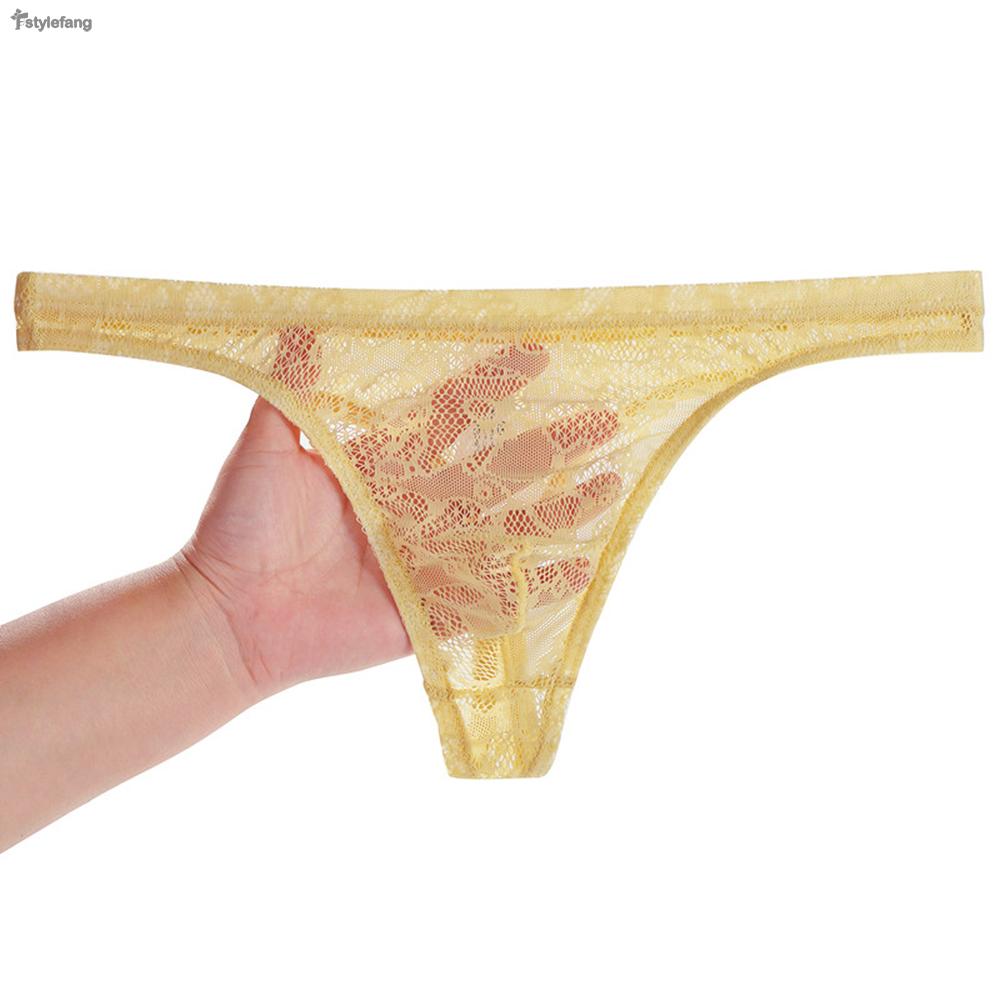 Underwear Thongs T-back See through G-string Men Sexy Low Waist Shee lace Elastic Underwear Lingerie Panties Knickers #4