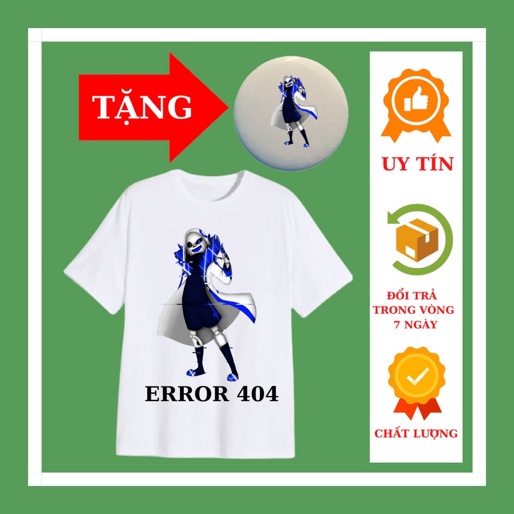 เสื้อยืดแขนสั้นเด็กผู้ชายพิมพ์ลาย Error 404 Sans เสื้อยืดผ้าฝ้ายสีสันสดใส Error 404 Badge