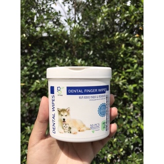 ราคาPETSIDE Dental Finger Wipes 50 pcs. ปลอกนิ้วแปรงฟัน ทำความสะอาดฟัน สุนัขและแมว