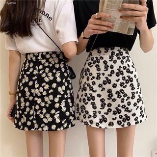 skirtกระโปรง✒✐﹍Cicishop(พร้อมส่ง)กระโปรงเอวสูงทรงA ลายดอกเดชี🌻 มีซับในเป็นกางเกง(301)