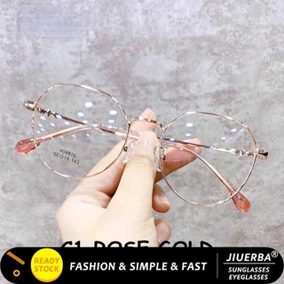 (JIUERBA) COD (Ready Stock)เกาหลีคอมพิวเตอร์ป้องกันรังสีกรอบโลหะรอบแว่นตาผู้หญิง / ผู้ชายแว่นตาป้องกันสีฟ้า