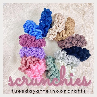 🎉🎀ยางรัดผมโดนัท scrunchie ยางมัดผม ถักด้วยไหมพรมคอตต้อนนุ่มนิ่มอยู่ทรง