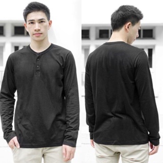 Button neck long sleeve t-shirts