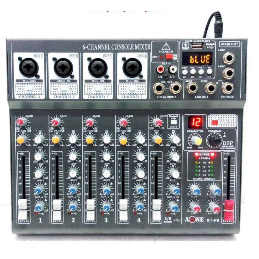 A-ONE สเตอริโอมิกเซอร์ 6 ช่อง ผสมสัญญาณเสียง ระบบ AC/DC12 รูปที่ 4