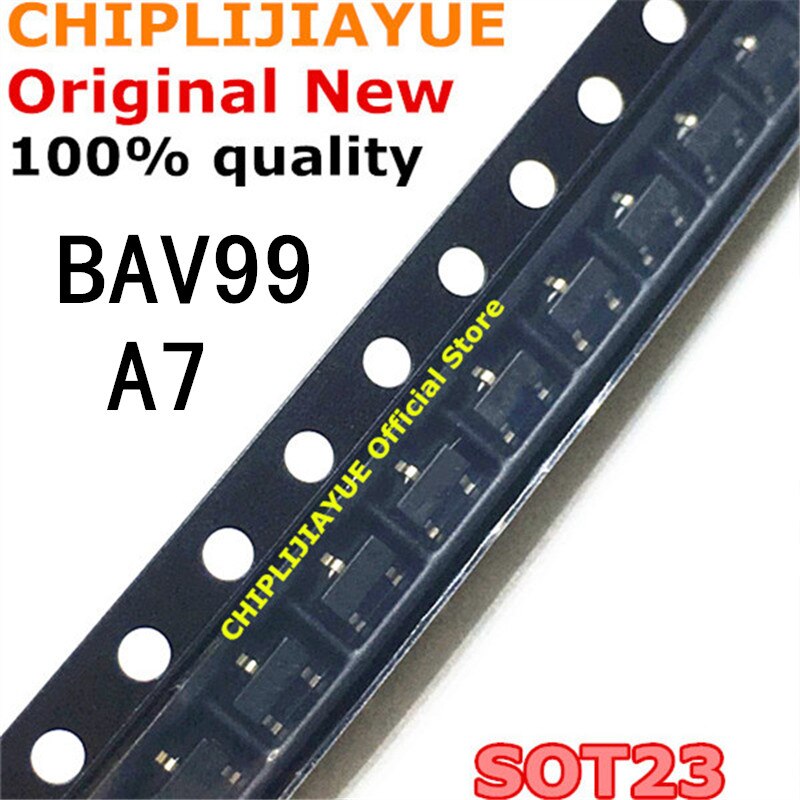 100PCS BAV99 A7 A7W SOT-23 0.2A/70V SOT23 SOT SMD ใหม่และชิป IC