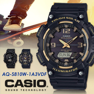 Win Watch shop นาฬิกา Casio Standard Tough solar รุ่น AQS810W1A3V นาฬิกาผู้ชาย สายเรซิ่น สีดำ