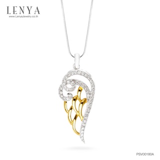 Lenya Jewelry จี้เงินแท้ ชุบทอง ประดับด้วย DiamondLike รูปปีกนางฟ้า