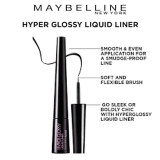 เมย์เบลลีน อายไลเนอร์ สีดำ กันน้ำ ไฮเปอร์กลอสซี่ 3 กรัมMAYBELLINE HYPERGLOSSY EYELINER BLACK WATERPROOF 3 g