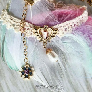 Sailor Moon Pearl Heart Cute Lollita Lace Choker โชคเกอร์ ลูกไม้ โลลิต้า หัวใจ เพชร มุก เซเลอร์มูน