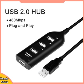 [HUA] อะแดปเตอร์แยกฮับ USB 2.0 4 พอร์ต ความเร็วสูง 480Mbps แบบพกพา สําหรับคอมพิวเตอร์ แล็ปท็อป